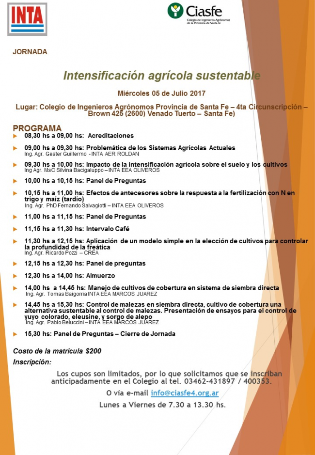 El INTA organiza una jornada sobre Intensificación Agrícola Sustentable 1 jornada-intensifiacion-agricola.v-tuerto-650x939