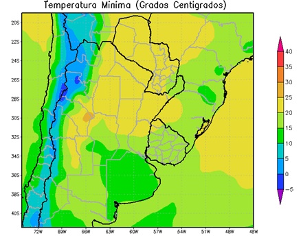 Llegan las lluvias a la región pampeana entre el 11 y el 17 de enero 3 Temperaturas minimas