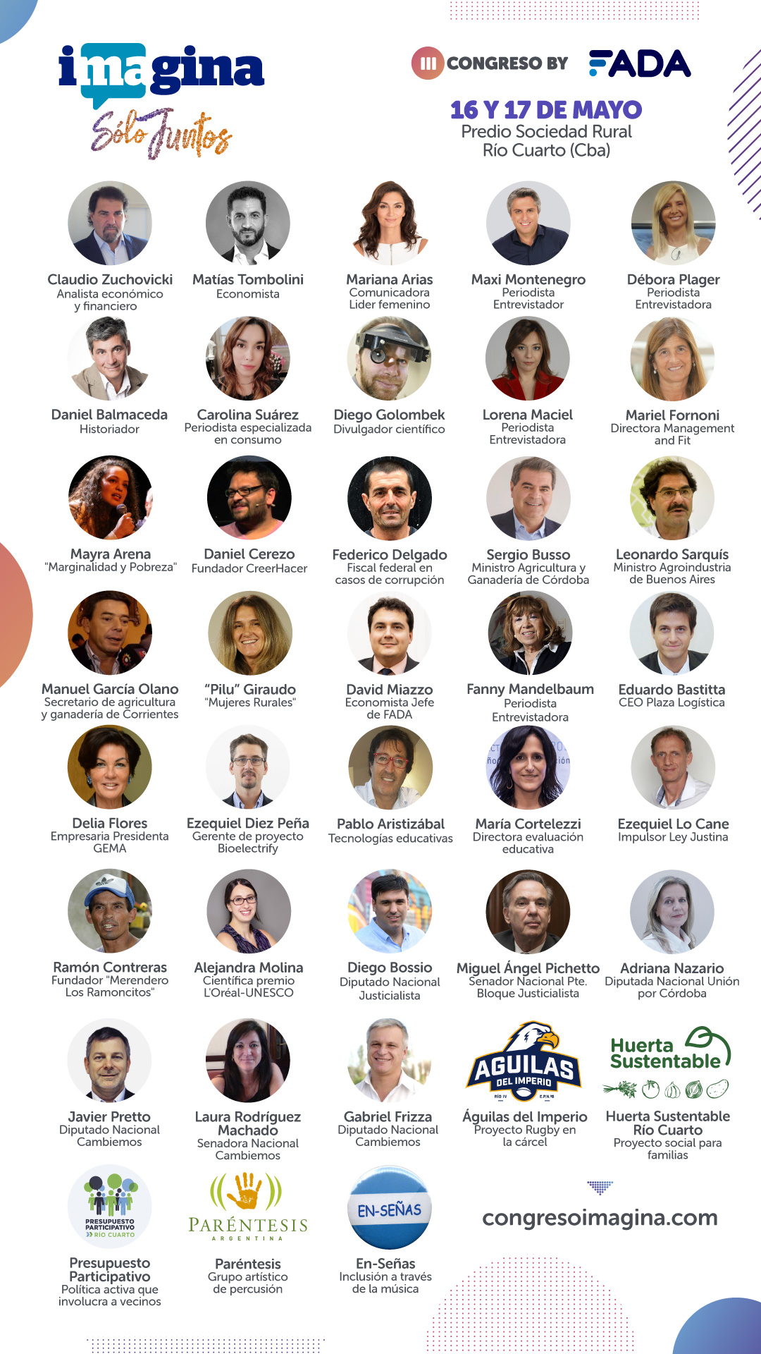 Economía, actualidad y el debate político en el III Congreso Imagina de FADA 1 Flyers Disertantes 2019 05 08