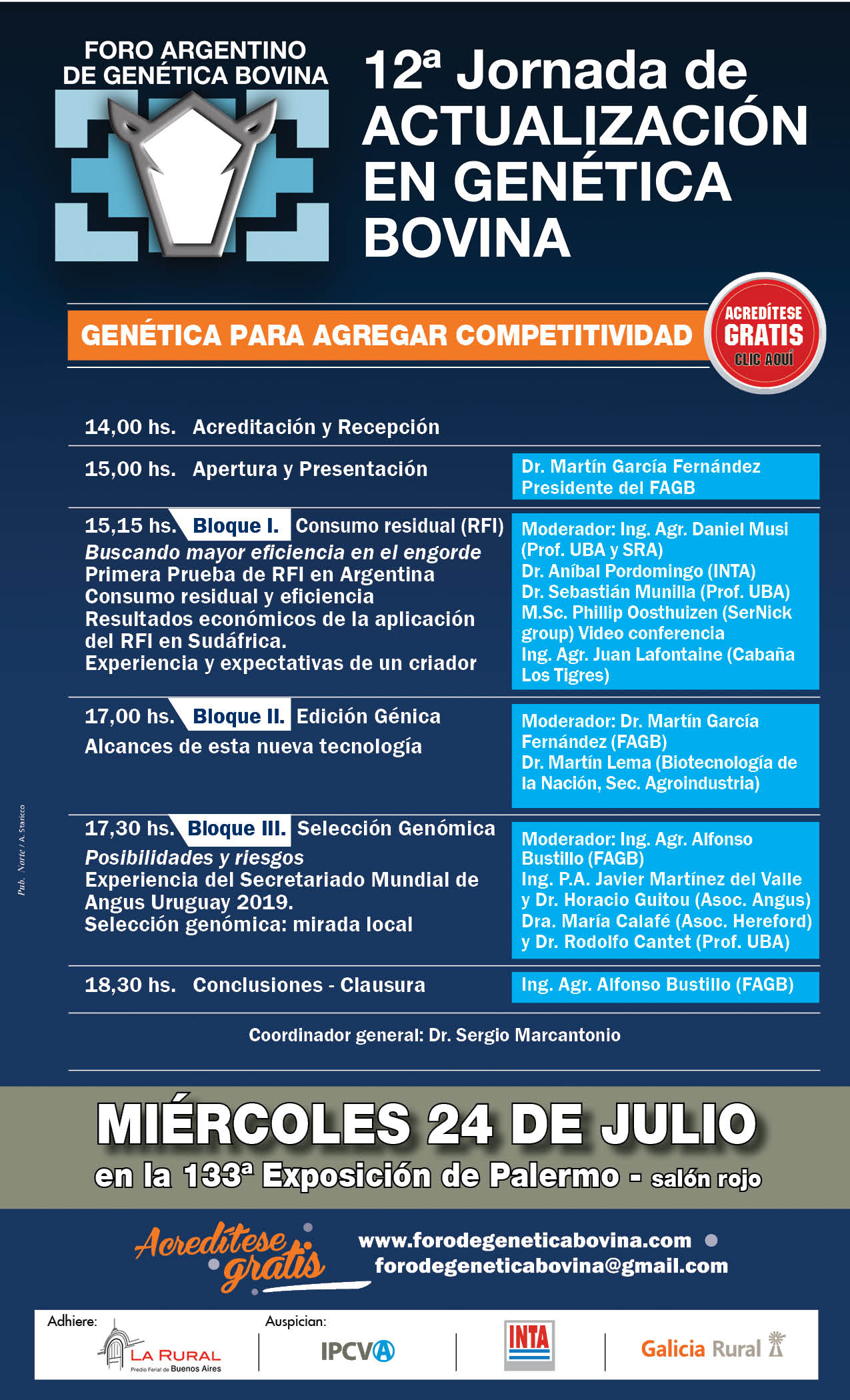 "Genética para agregar competitividad": el programa del Foro de Genética Bovina en La Rural 1 Flyer FAGB