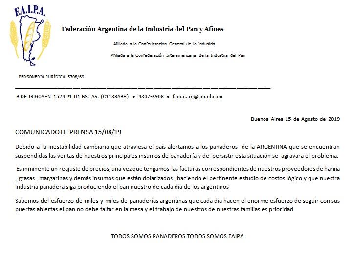 La industria del pan advierte que se suspendió la venta de harina y habrá suba de precios 1 68260035 939112683100290 8466734838093709312 n
