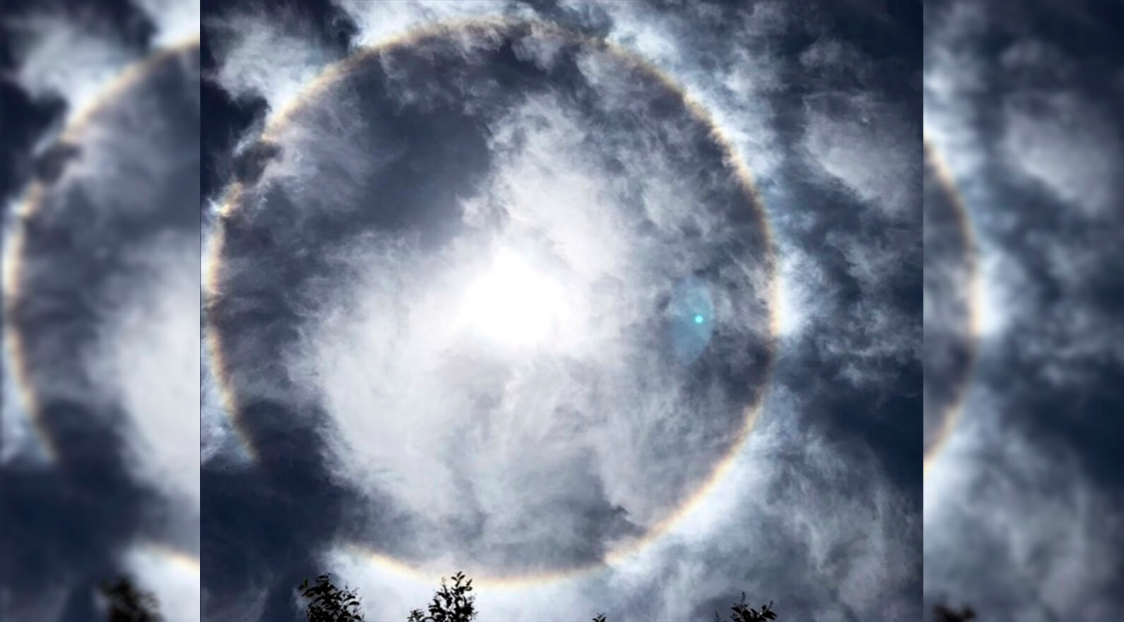 Cielo halo solar fenómeno climático