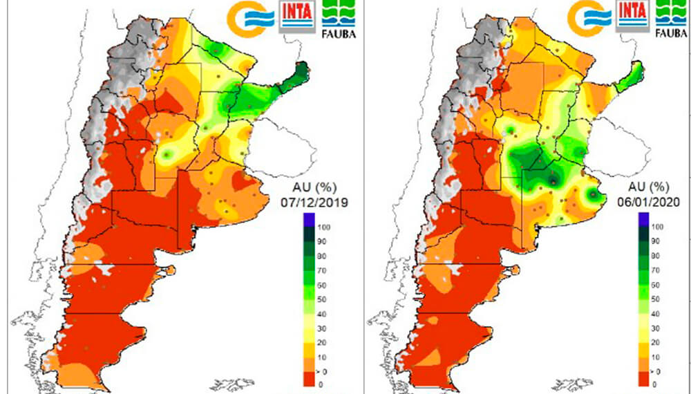 Lluvias: estado de humedad de los suelos entre dic19 y ene20.
