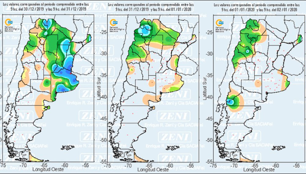 Lluvias: registros de los últimos días del año en todo el país - 30/12 a 1/1/20