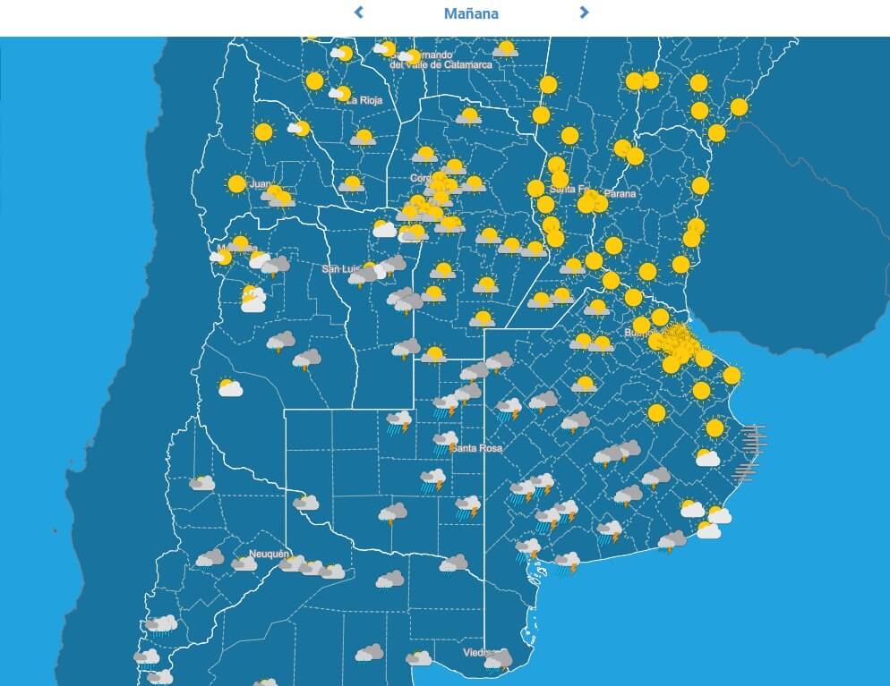 mapa del tiempo a la mañana