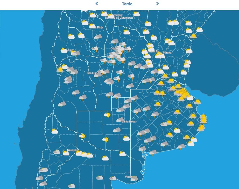 mapa del tiempo a la tarde