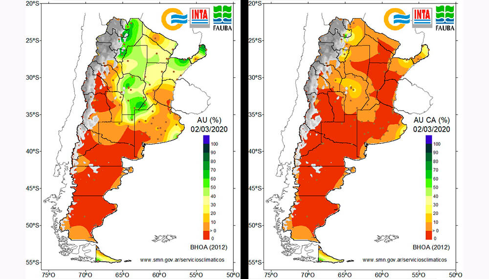 Más allá de las retenciones, preocupa la falta de humedad en los suelos 1 Mapas de estado de humedad de los suelos