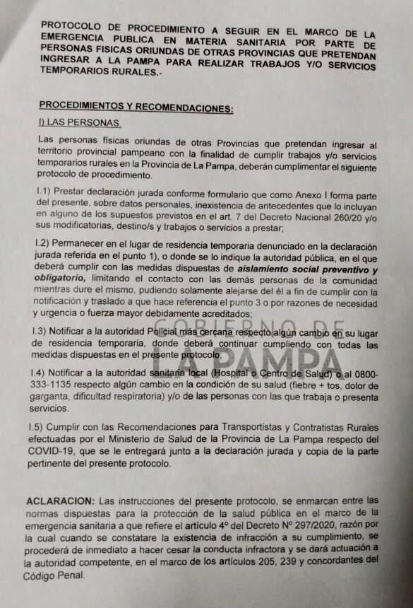 la pampa protocolo