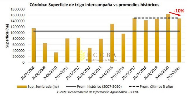 Esperan una baja del 10% en la siembra de trigo en Córdoba 1 gráfico trigo córdoba