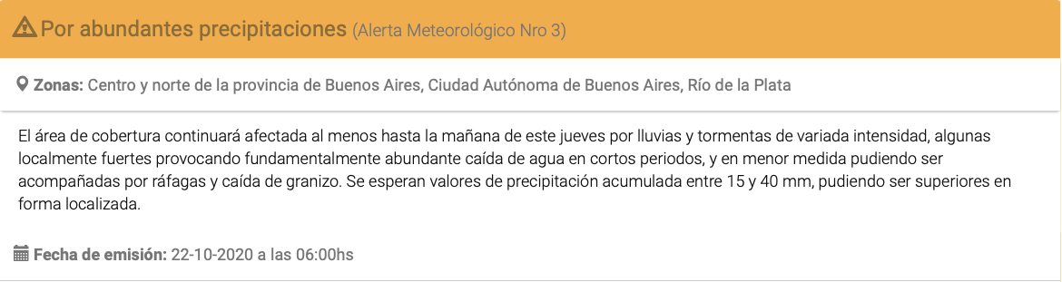 ¿Se desbloquea el tiempo seco o es solo un buen momento? Las lluvias siguen 1 Alerta Lluvia 201022