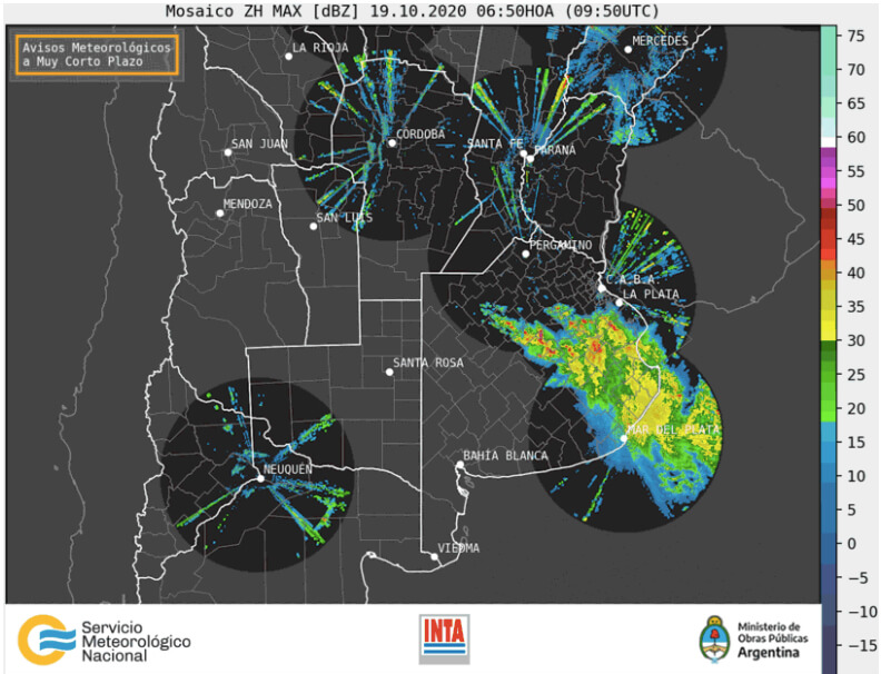 Comienza la semana con el centro argentino bajo alerta por tormentas fuertes 1 Radar Tormenta 201019