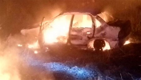 Auto incendiado por ciervo