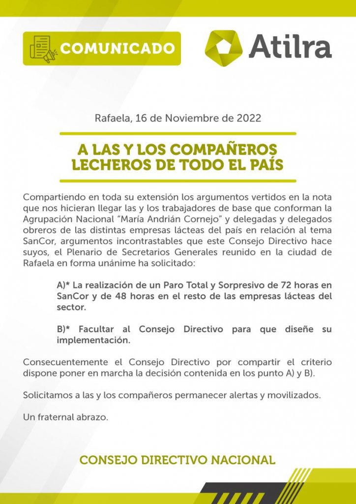comunicado atilra