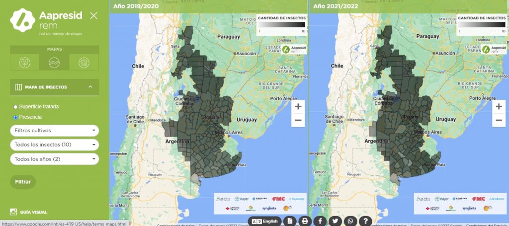 mapa insectos aapresid