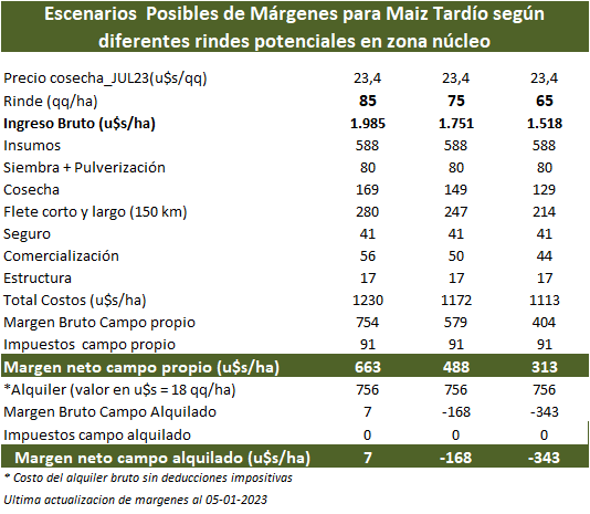 margenes maiz tardio