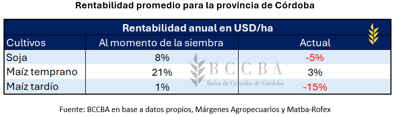 rentabilidad soja y maiz