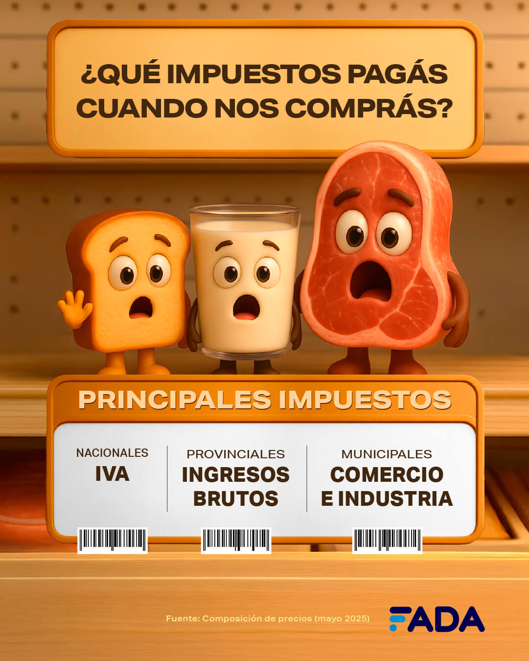 Impuestos pan leche y carne