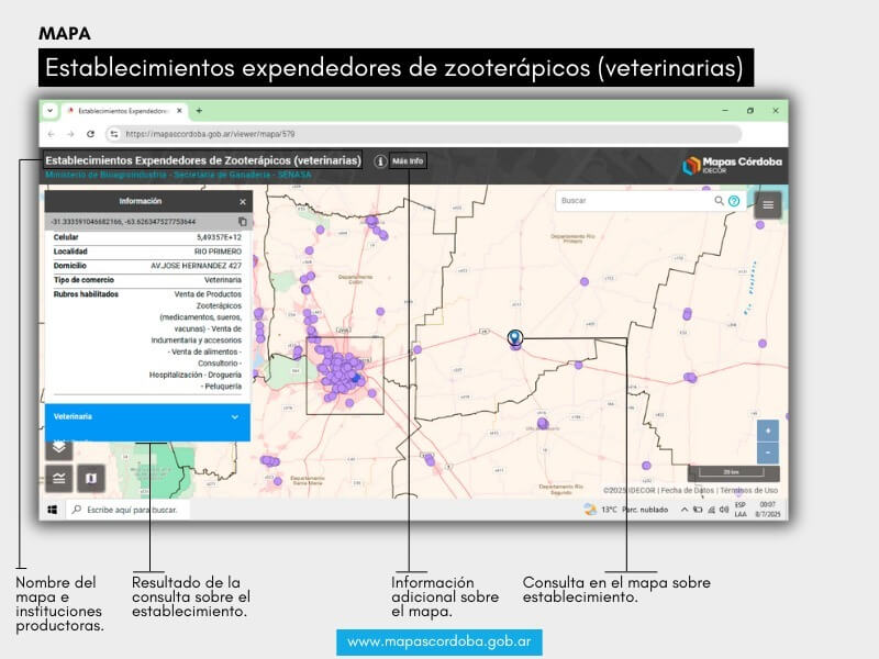mapa veterinarias cordoba